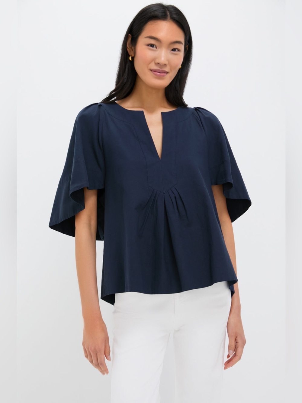 Pomander Place Tuckernuck Navy Finley Flutter Sleeve Top L